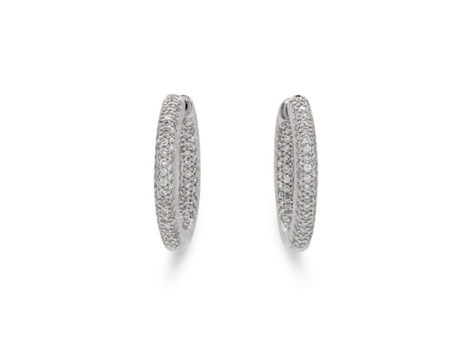Diamond Pavé Hoop Earrings in 18K White Gold