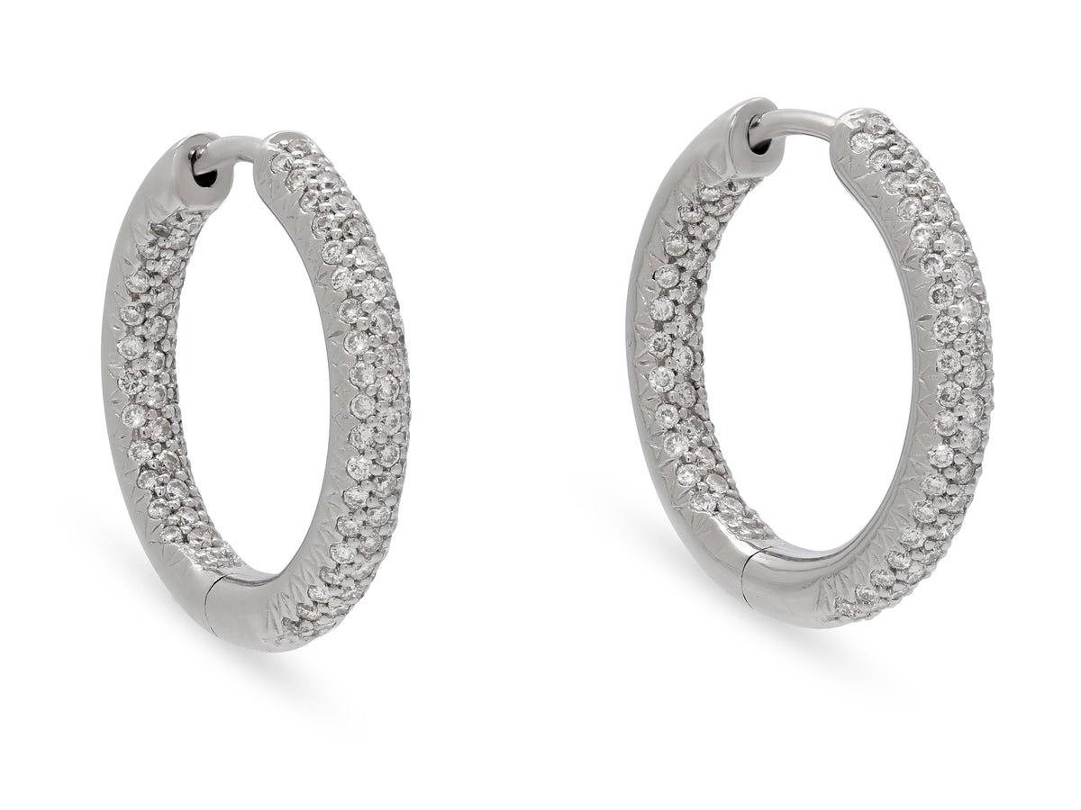Diamond Pavé Hoop Earrings in 18K White Gold