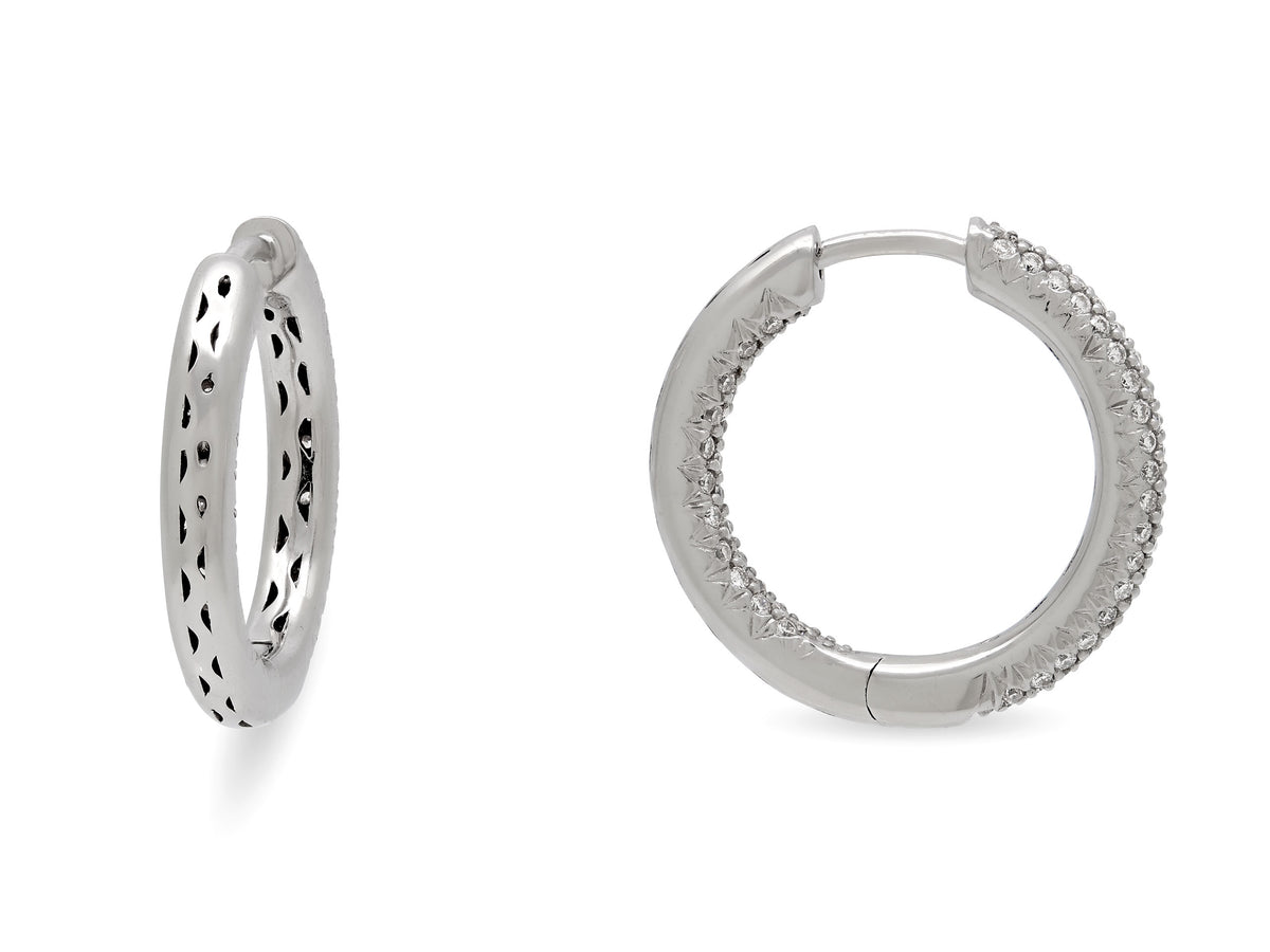 Diamond Pavé Hoop Earrings in 18K White Gold