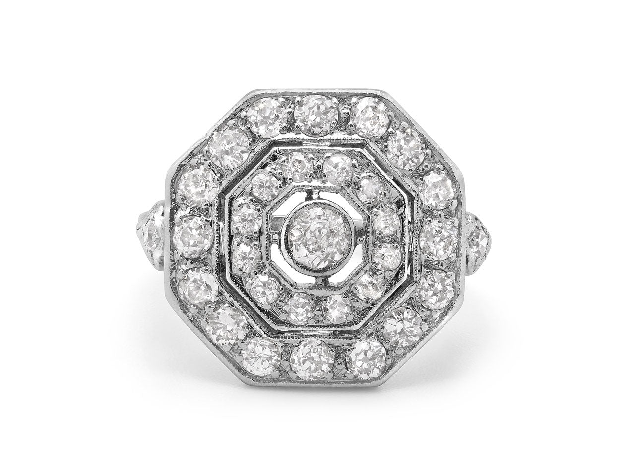 Mid-Century Diamond Cluster Ring in Platinum