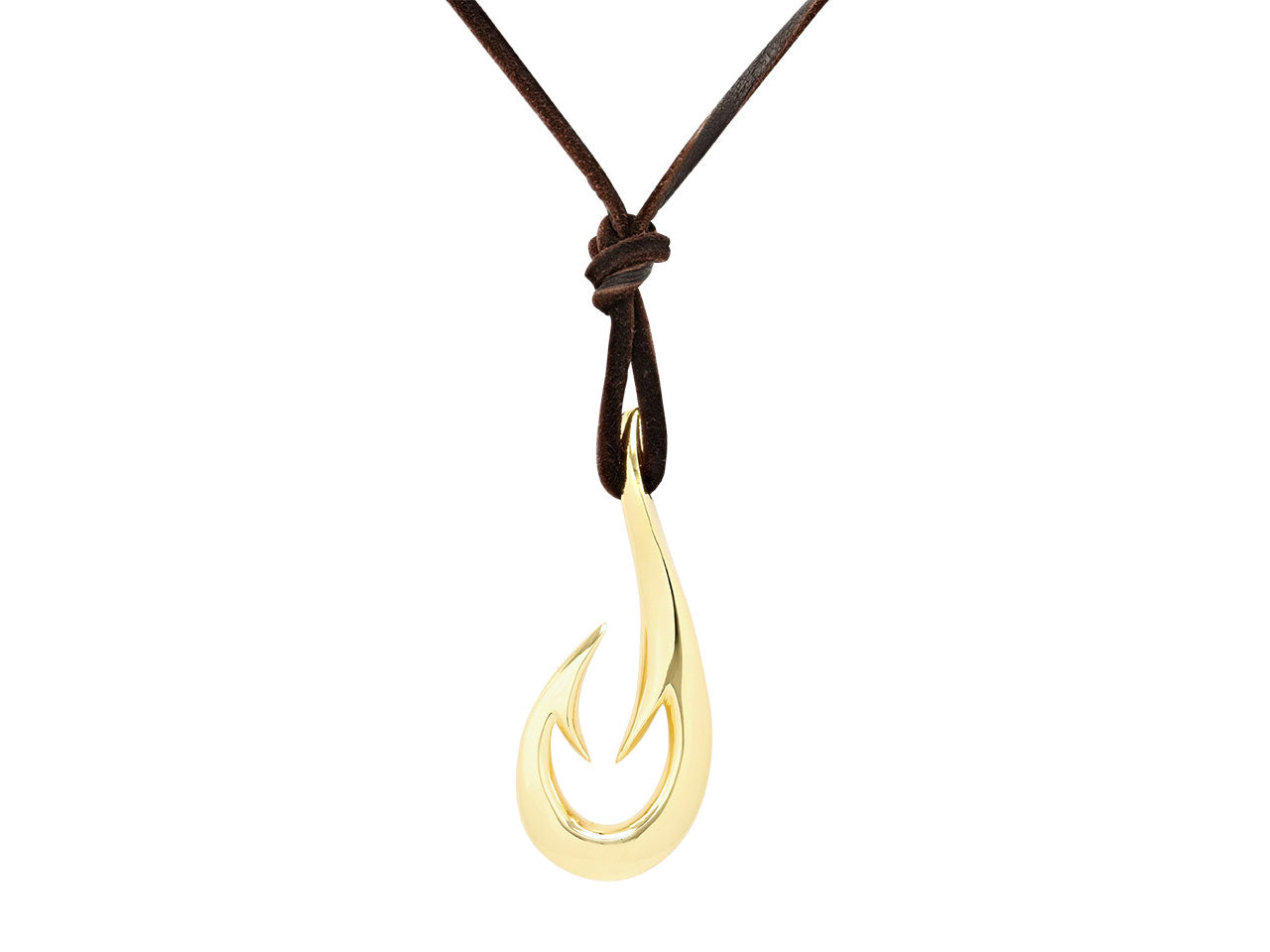 Hook Pendant in 18K on Leather Cord