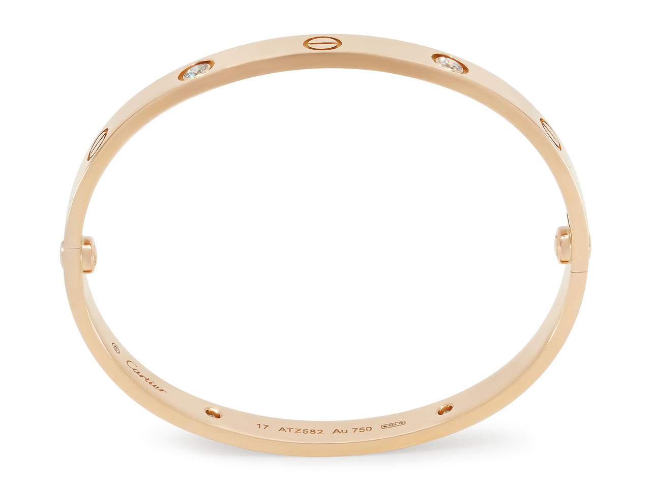 Cartier 'Love' Bracelet, 4 diamonds, 18K Rose Gold, Size 17