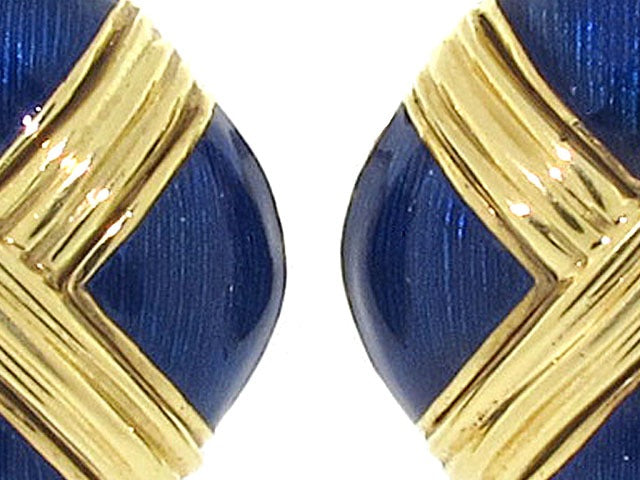 Tiffany & Co. Blue Enamel Earrings in 18K