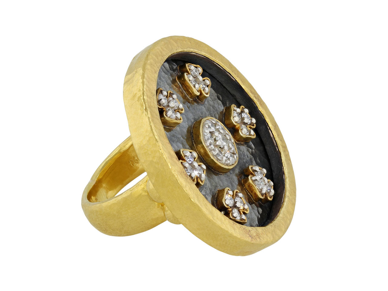 Gurhan Diamond Ring in 24K Gold and Blackened Silver