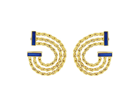Buccellati Blue Enamel Earrings in 18K Gold