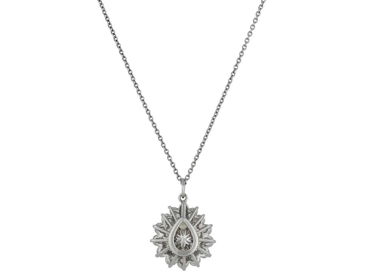 Cultured Pearl and Diamond Pendant in Platinum