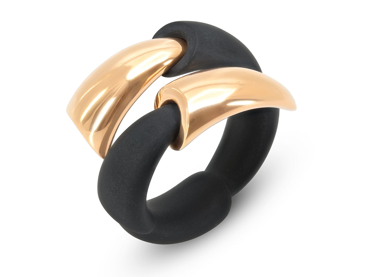 Vhernier 'Calla' Black Titanium Ring in 18K Rose Gold