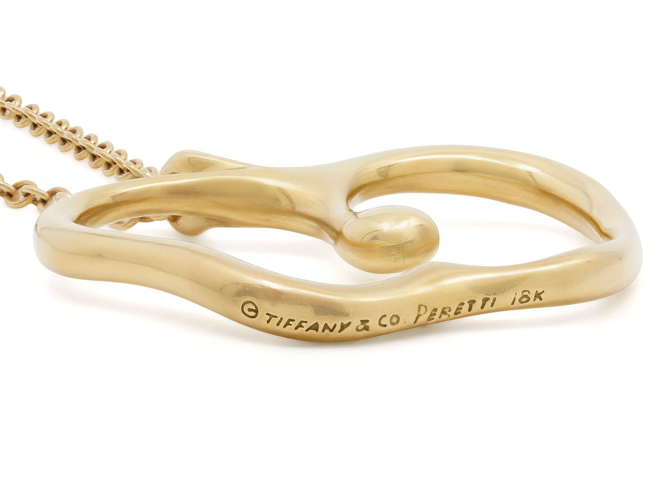 Tiffany & Co. 18k Yellow Gold Elsa Peretti Akoya Pearl Open Heart Necklace  15