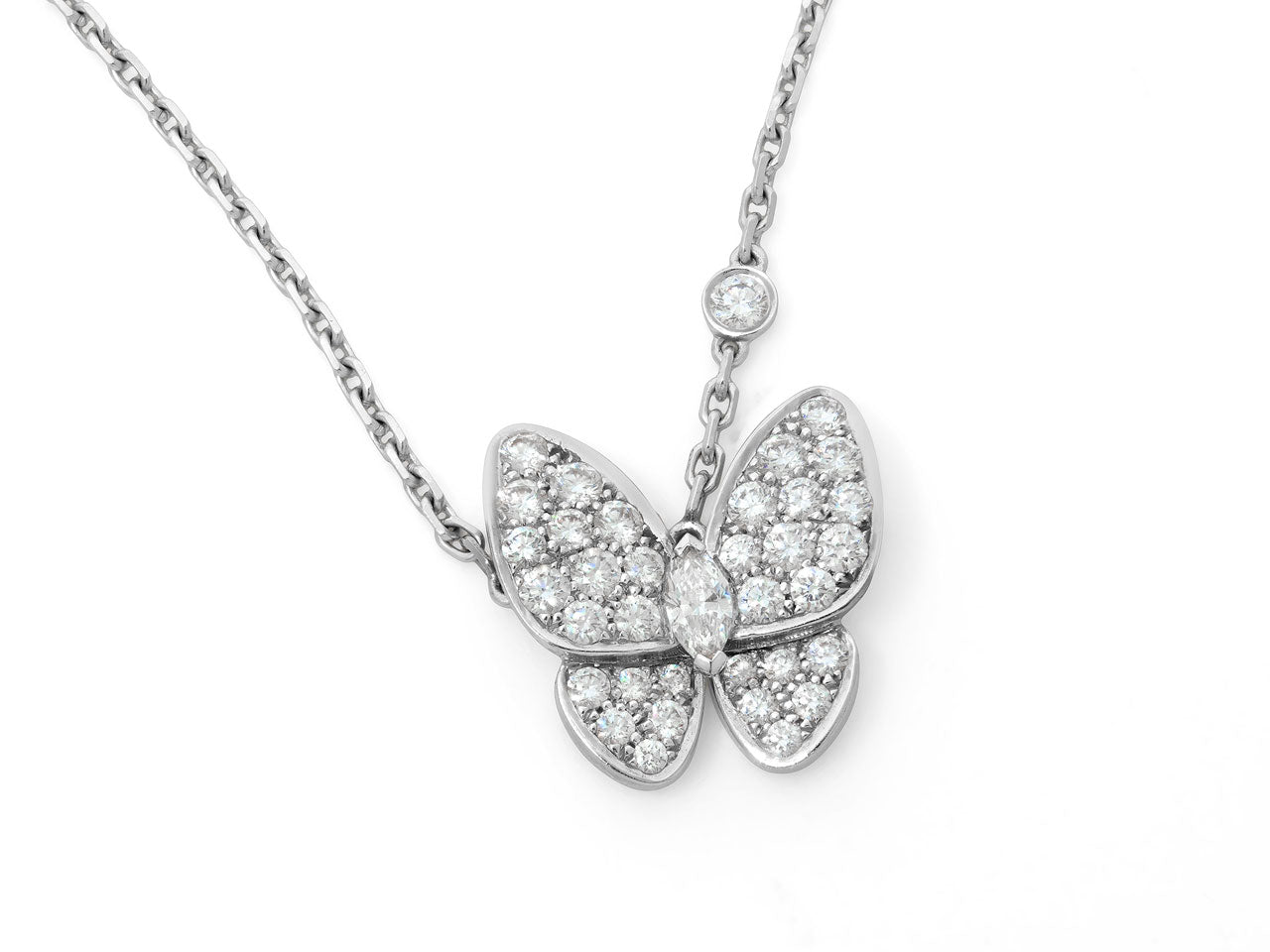Van Cleef & Arpels 'Two Butterfly' Pendant 18K White Gold