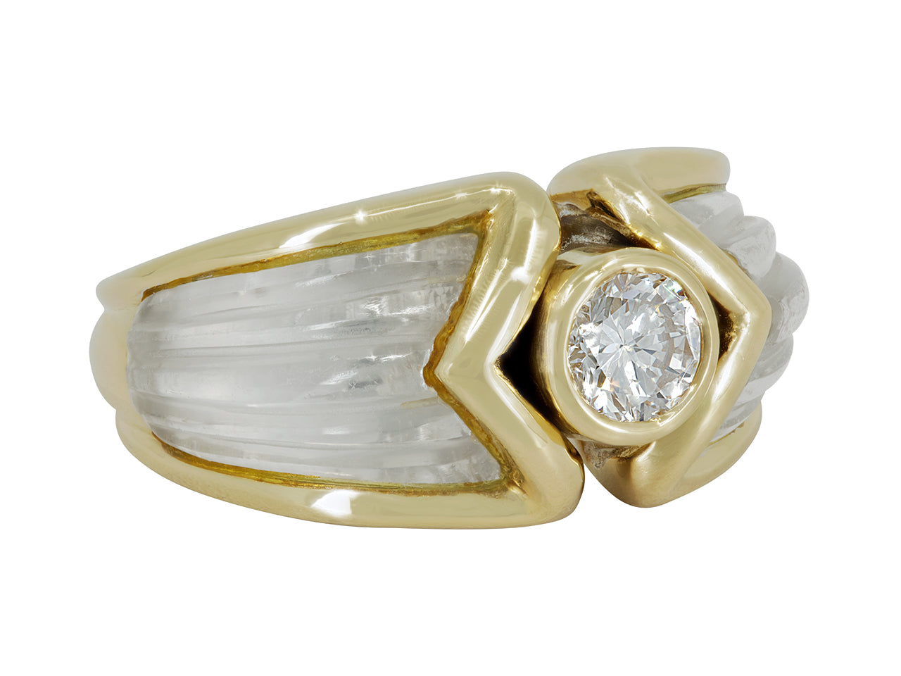 Boucheron Diamond and Rock Crystal Ring in 18K Gold
