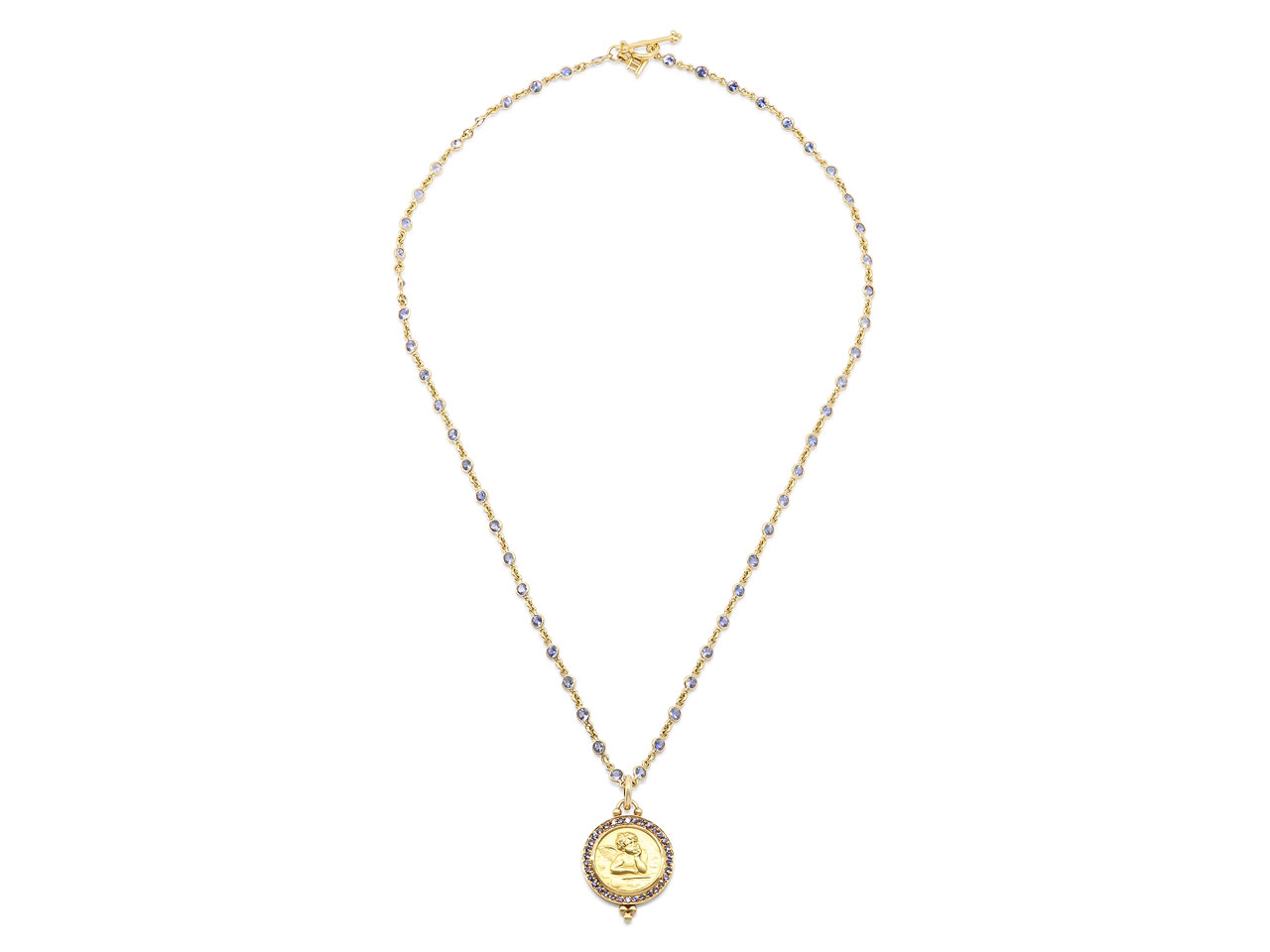 Temple St. Clair Sapphire Angel Necklace in 18K Gold