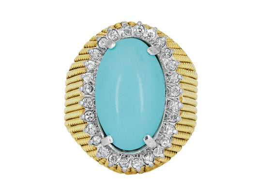 Turquoise and Diamond Ring in 18K Gold