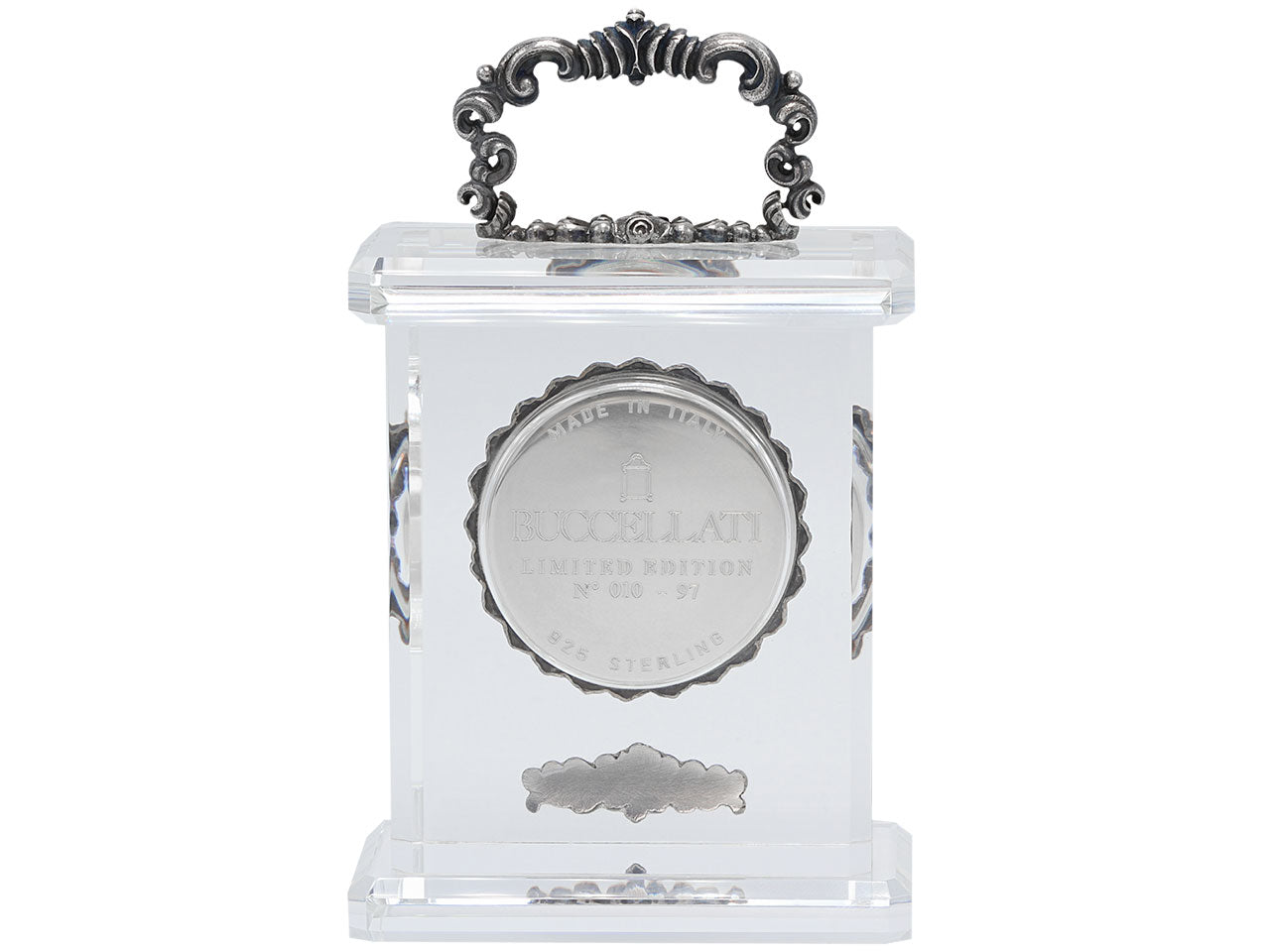 Buccellati Limited Edition Crystal and Silver Desk Clock