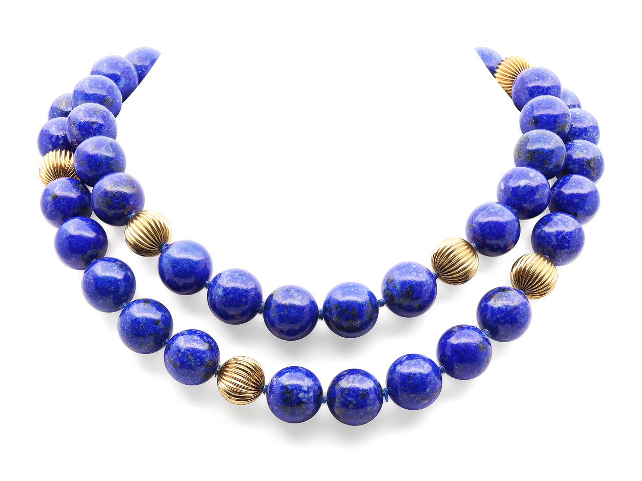 Lapis and Gold Bead Necklace in 18K