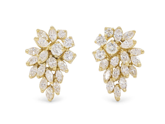 Diamond Cluster Earrings in 18K Gold