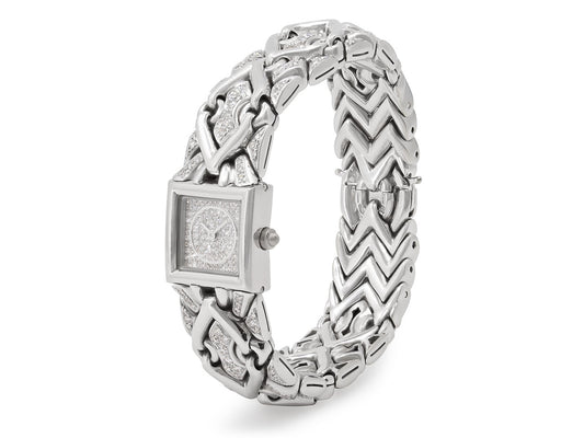 Bulgari Diamond 'Trika' Watch in 18K White Gold, 16 mm