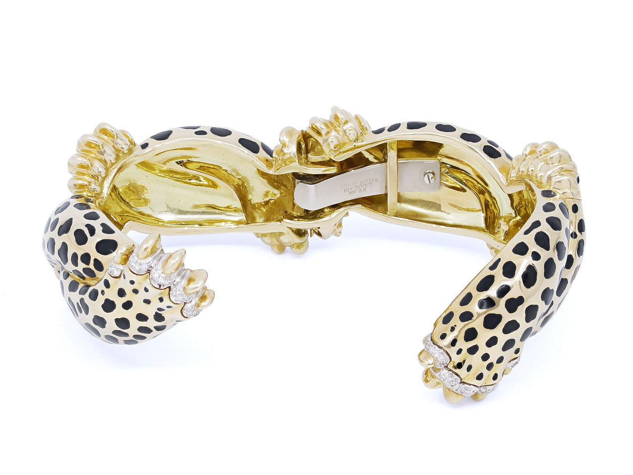 David Webb Diamond 'Leopard Paw' Bracelet in 18K Yellow Gold and Platinum