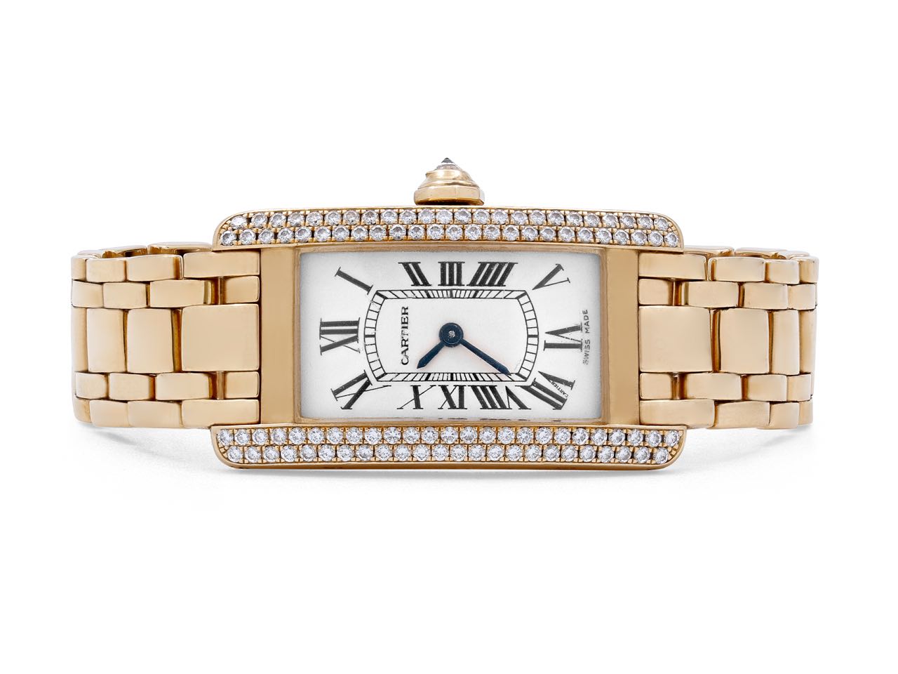 Cartier Diamond 'Tank Americaine' Watch in 18K Gold, Small Model