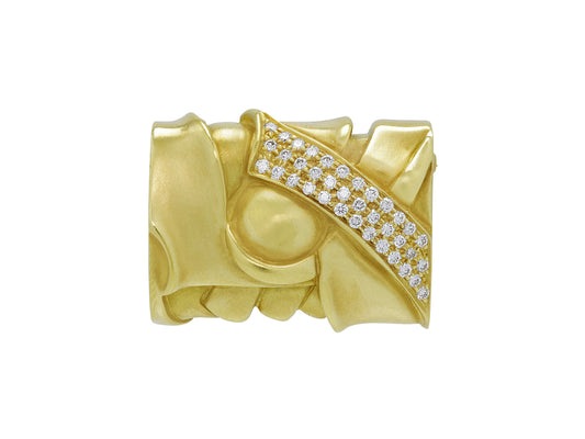 Kieselstein-Cord Geometric Diamond Brooch in 18K Gold