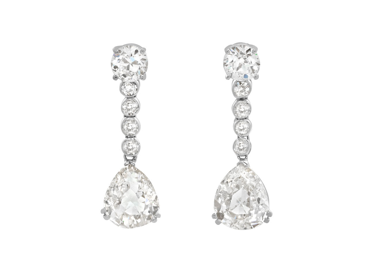 Beladora 'Bespoke' Antique-cut Pear Shape Diamond Drops in Platinum