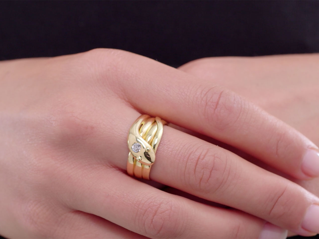 Antique Victorian Diamond Snake Ring in 18K Gold