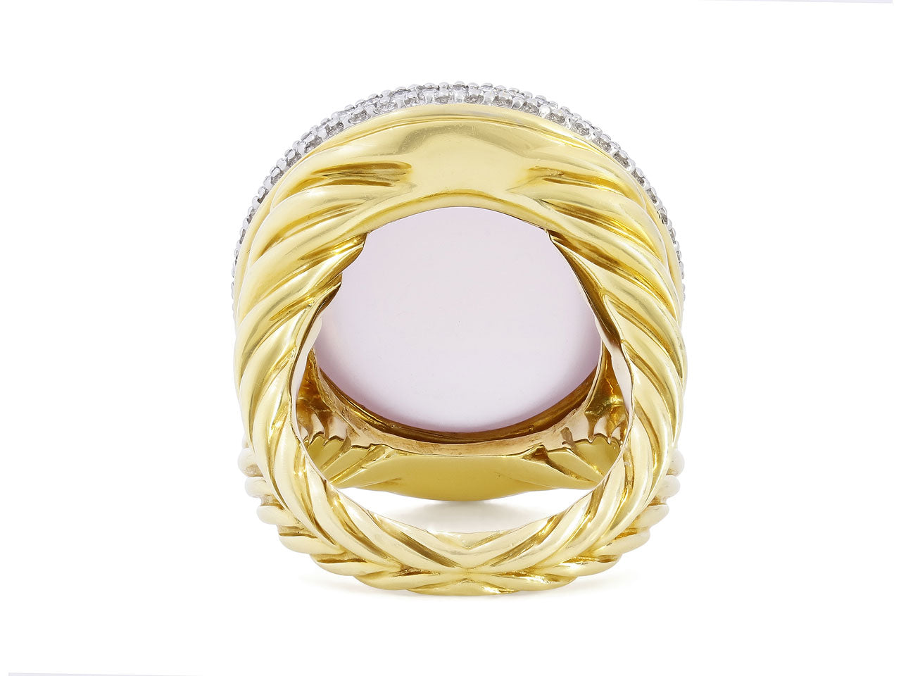 David Yurman Rose Quartz Cocktail Ring in 18K Gold