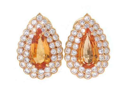 Oscar Heyman Precious Topaz and Diamond Earrings in 18K