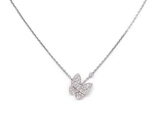 Van Cleef & Arpels 'Two Butterfly' Pendant 18K White Gold