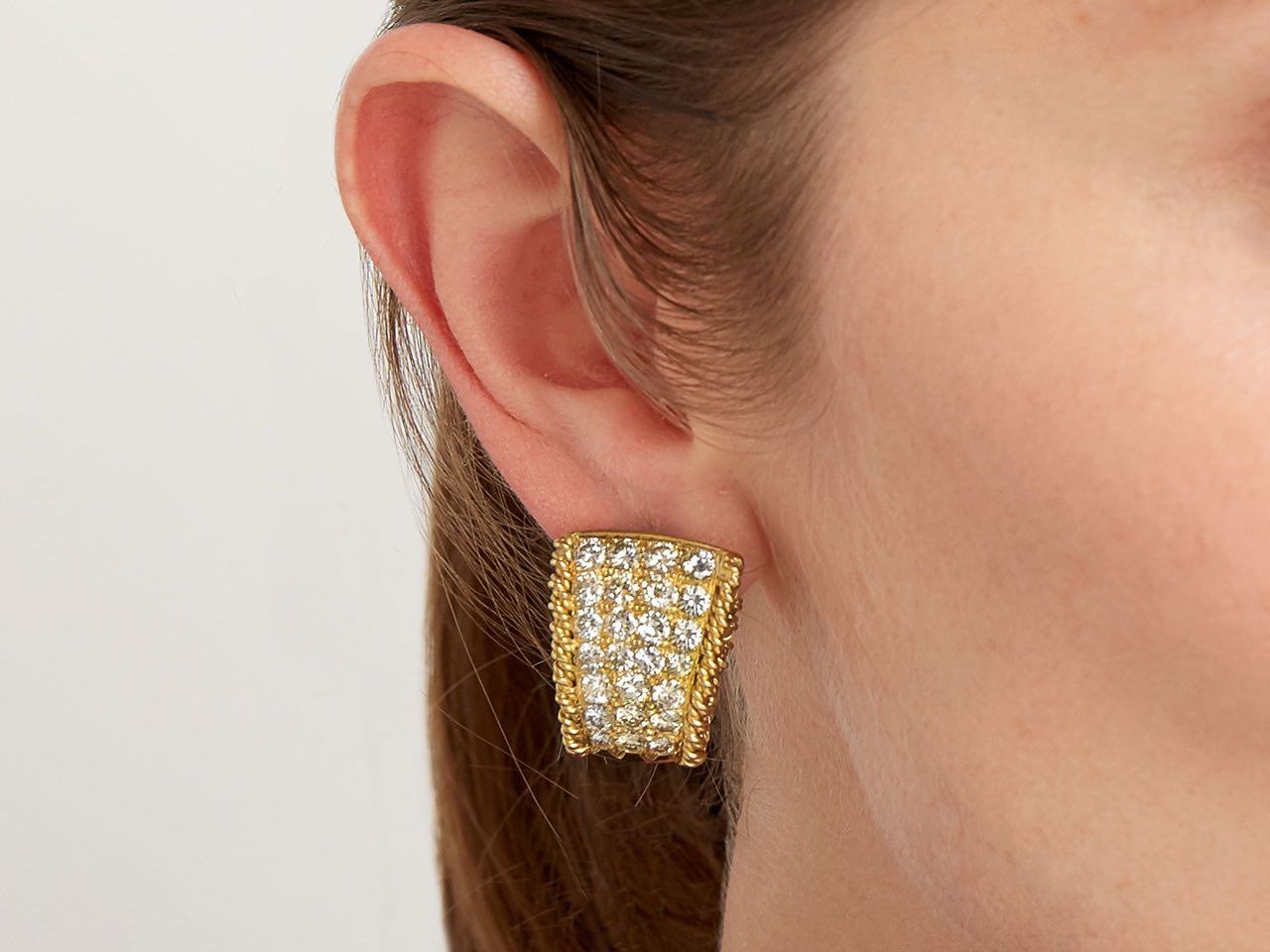 Flared Diamond Earrings in 18K Gold