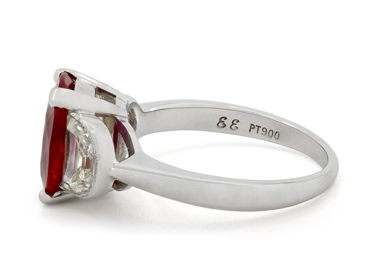 Burma Ruby, 3.02 Carat, and Diamond Ring in Platinum