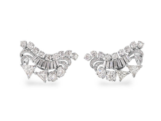 Mid-Century Diamond Earrings in 18K White Gold