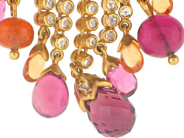Garrard 'Lotus' Diamond and Tourmaline Earrings in 18K