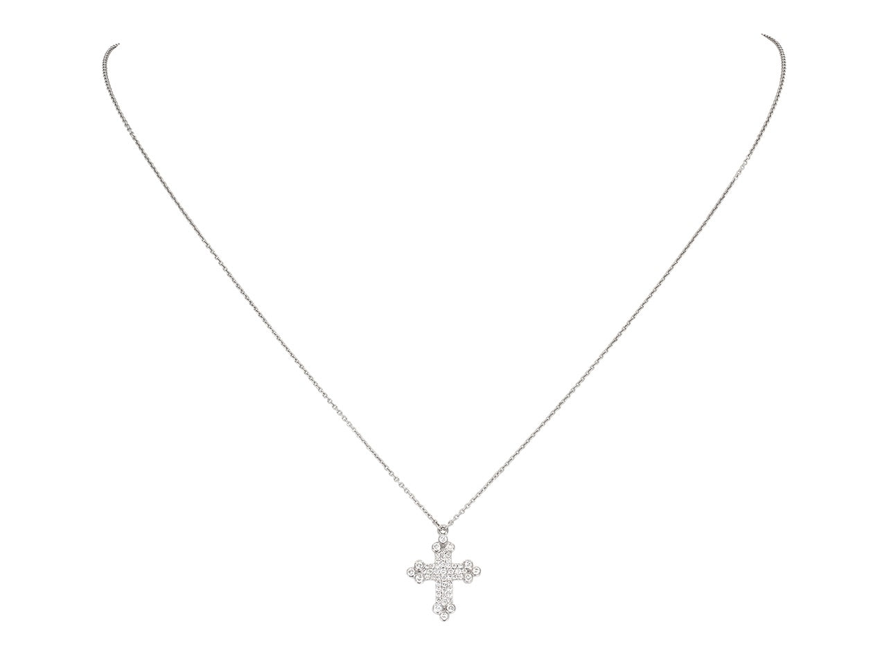 Rhonda Faber Green Diamond Cross Pendant in 18K White Gold