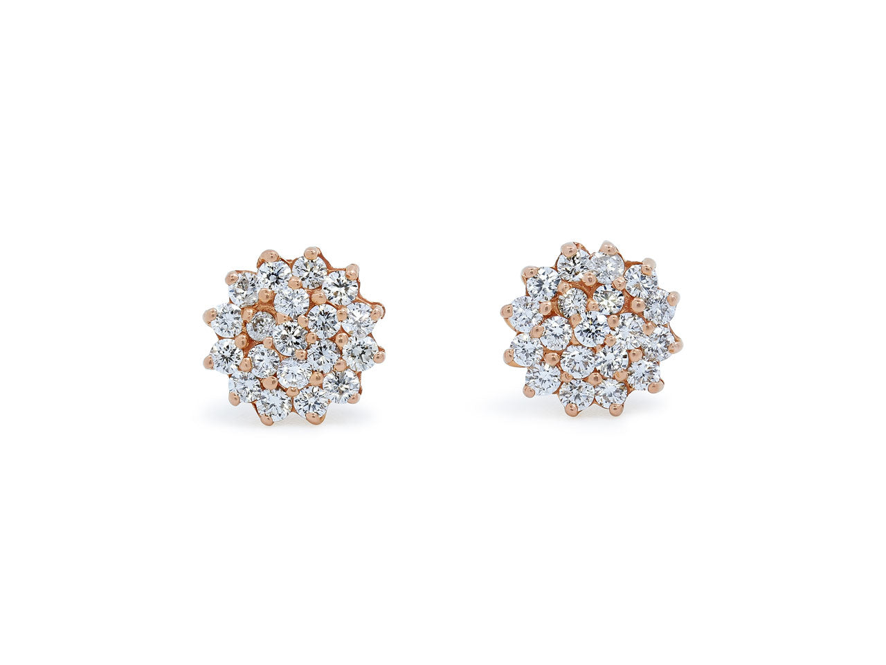 Diamond Cluster Earrings in 18K Rose Gold