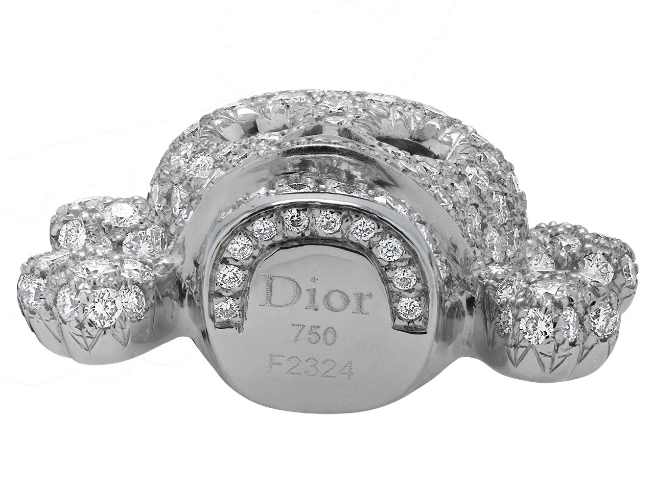 Dior 'Tête De Mort' Pave Diamond Charm Pendant Necklace in 18K White Gold