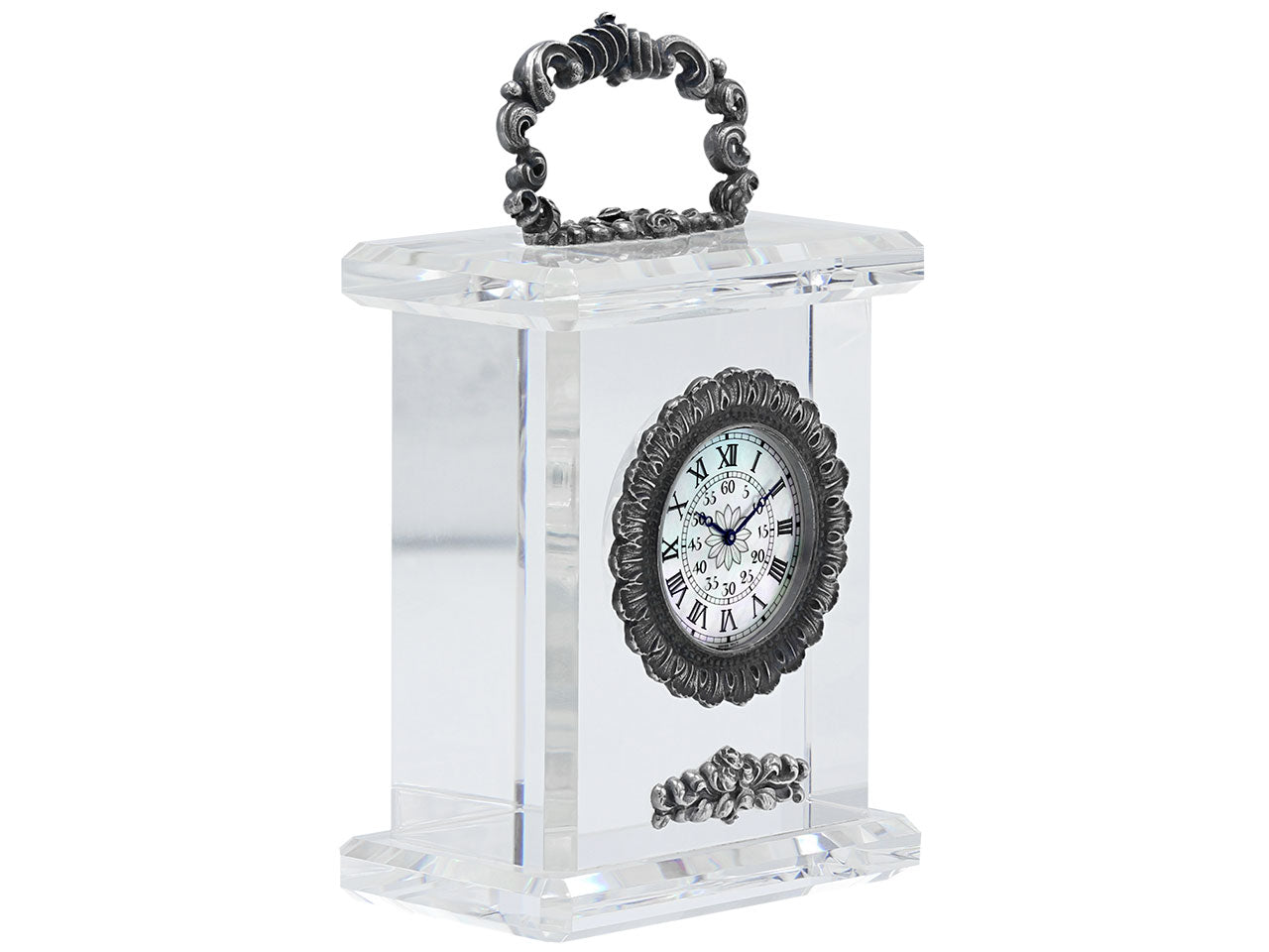 Buccellati Limited Edition Crystal and Silver Desk Clock