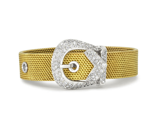 Diamond Buckle Bracelet in 18K Yellow and White Gold