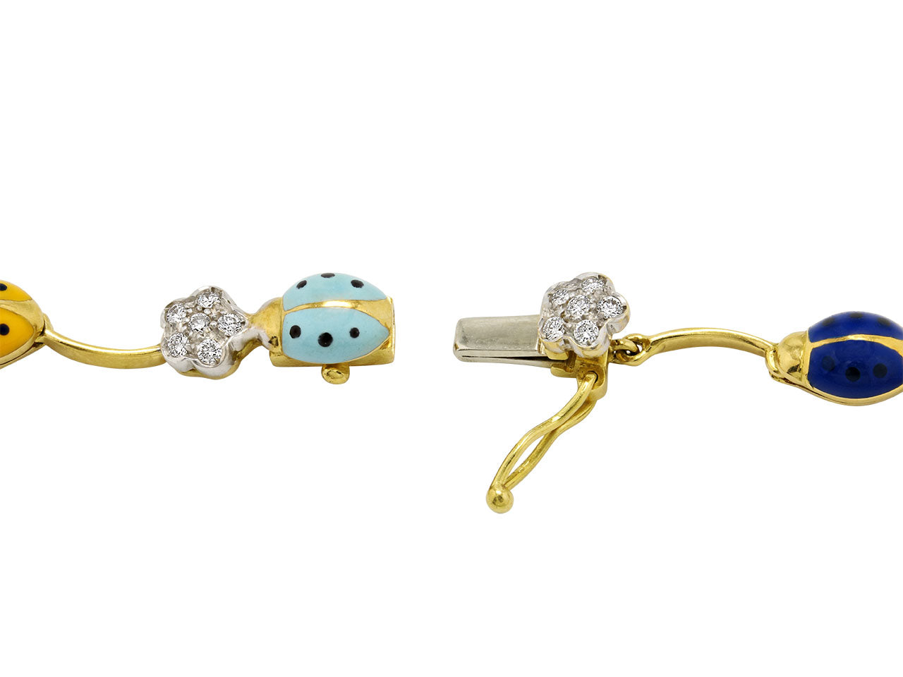 Aaron Basha Ladybug and Diamond Necklace in 18K Gold