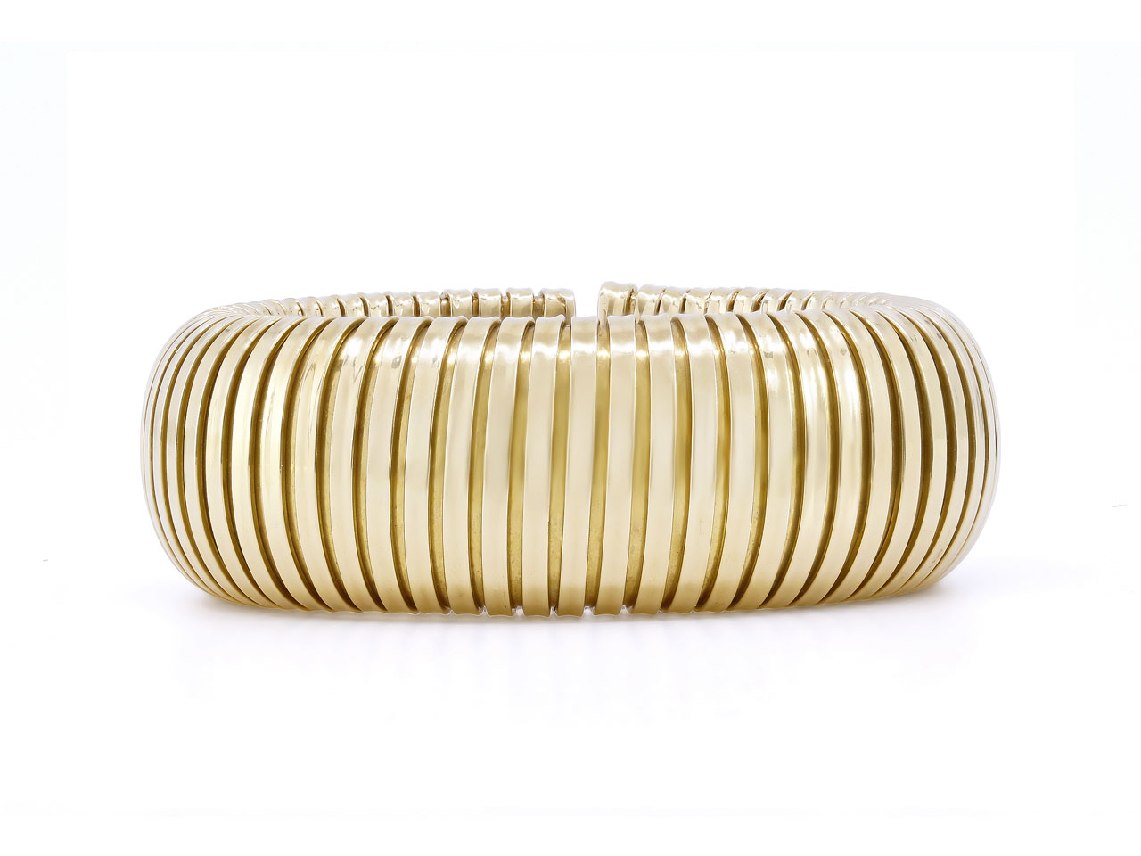 Domed Tubogas Cuff in 18K Yellow Gold, Size Small