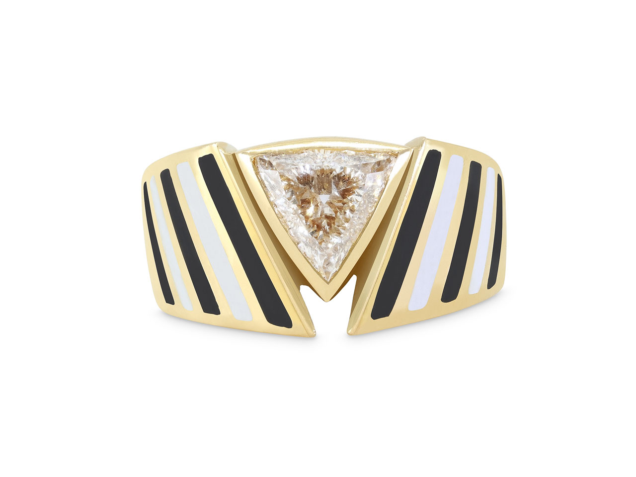 Diamond and Enamel Ring in 18K Gold