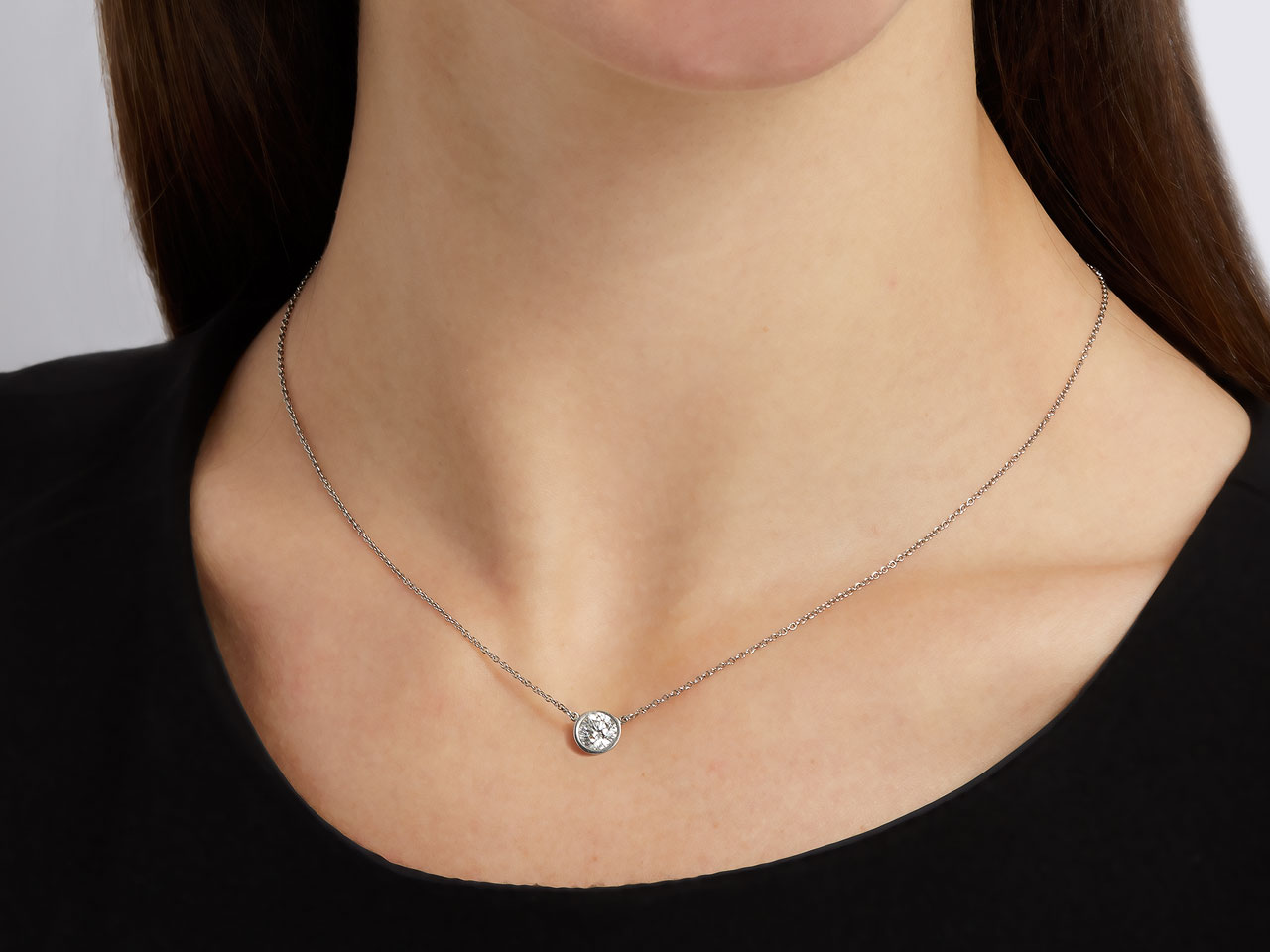 Three Stone Diamond Necklace (7 Stations) | Floating Diamonds