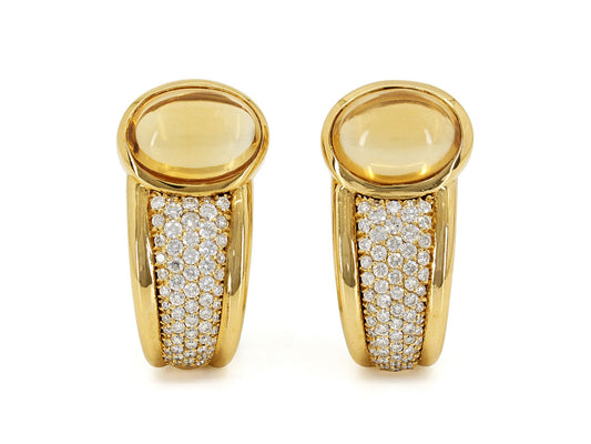 Citrine and Diamond Earrings in 18K Gold