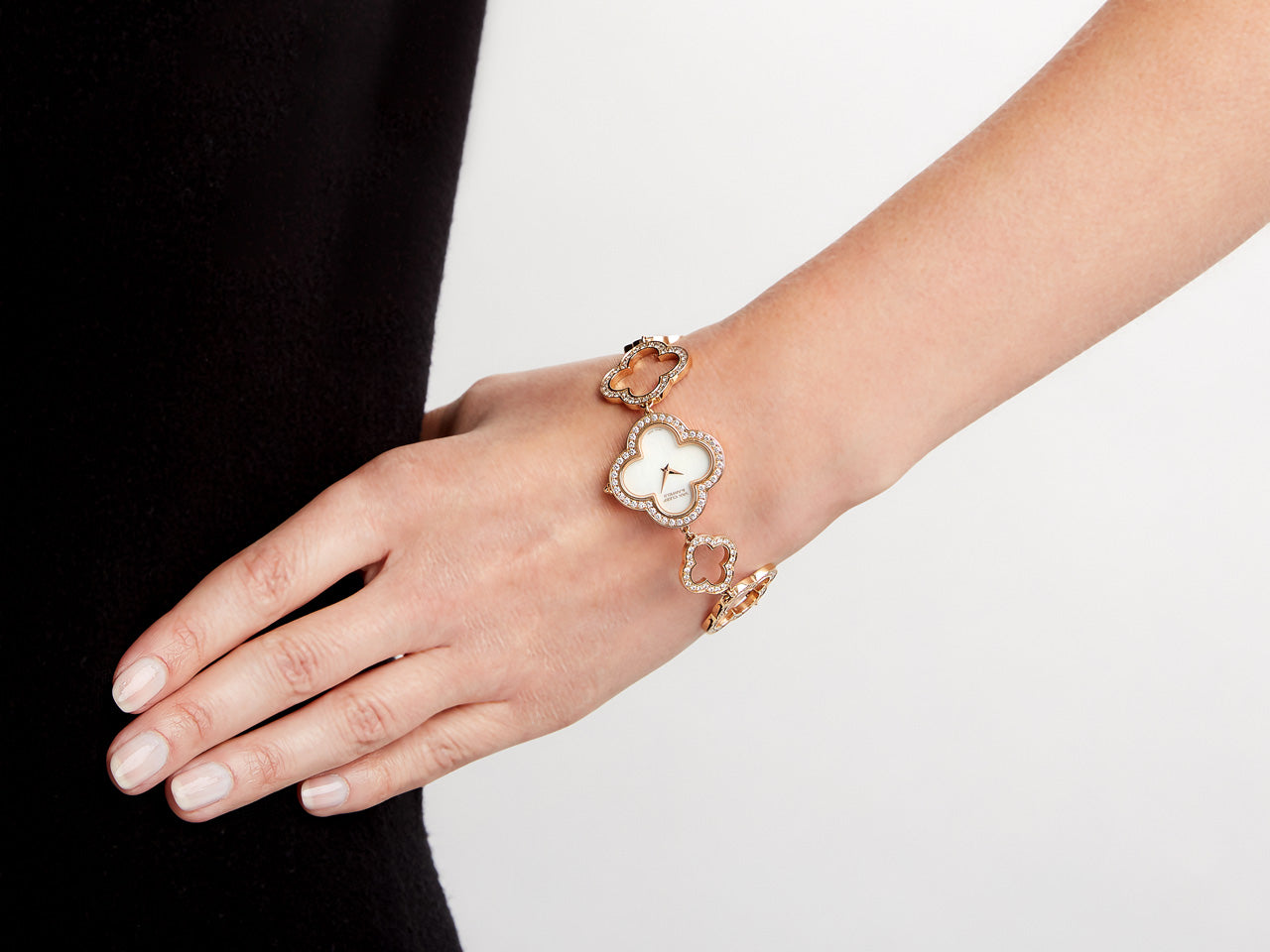 Van Cleef & Arpels 'Alhambra' Diamond Watch in 18K Rose Gold
