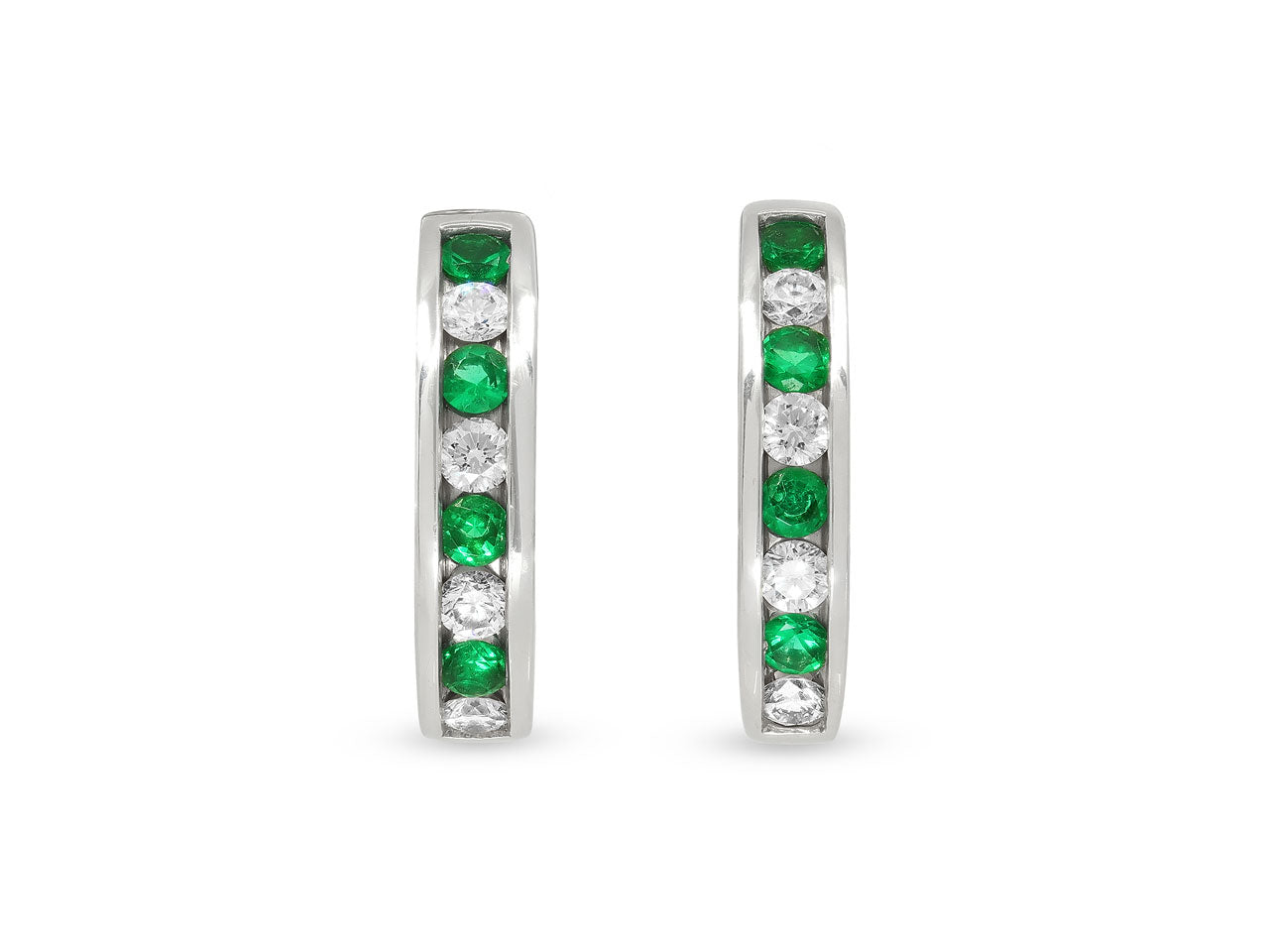 Tiffany & Co. Emerald and Diamond Earrings in 18K White Gold