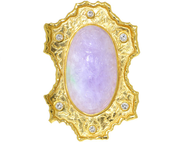 Lavender Jade and Diamond Pendant in 22K