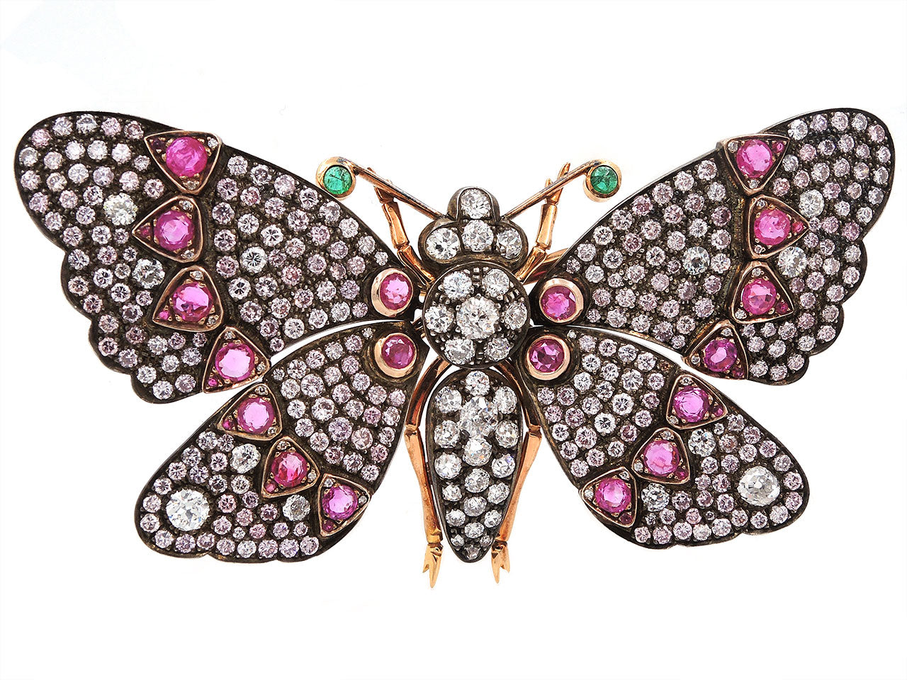 Ruby and Diamond Butterfly Brooch in 18K Gold