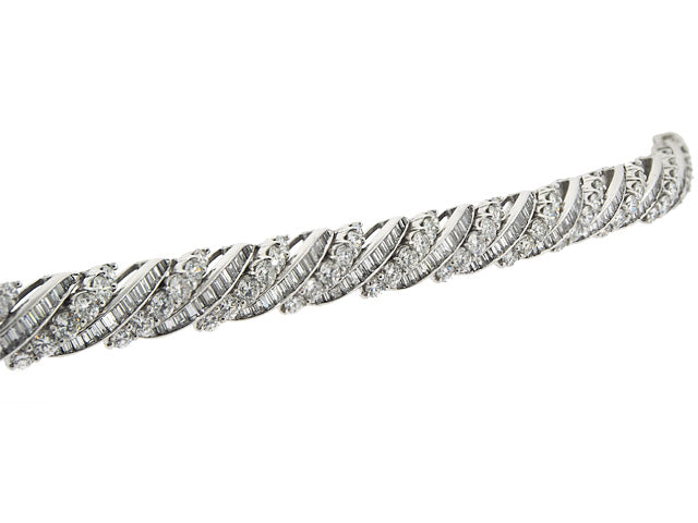 Mid-Century Diamond Barber Pole Bracelet in Platinum
