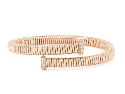 Tubogas Bypass Bracelet with Nail Head Terminals in 18K Rose Gold, by Beladora