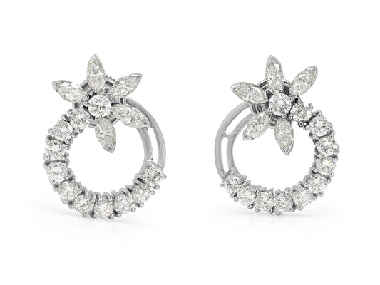 McTeigue & Co. Mid-Century Diamond Swirl Earrings in Platinum