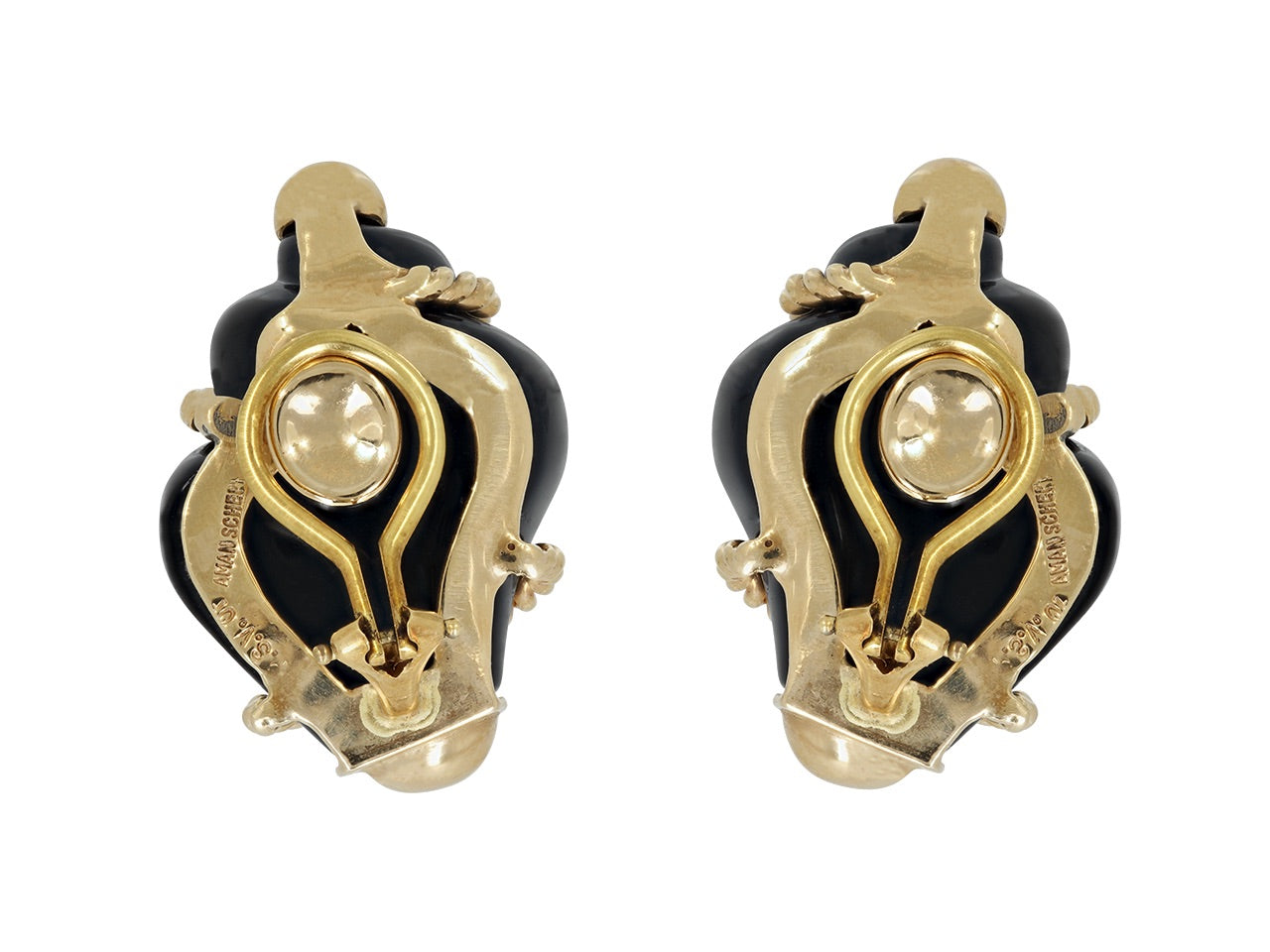 Seaman Schepps Onyx Shell Earrings in 18K Gold